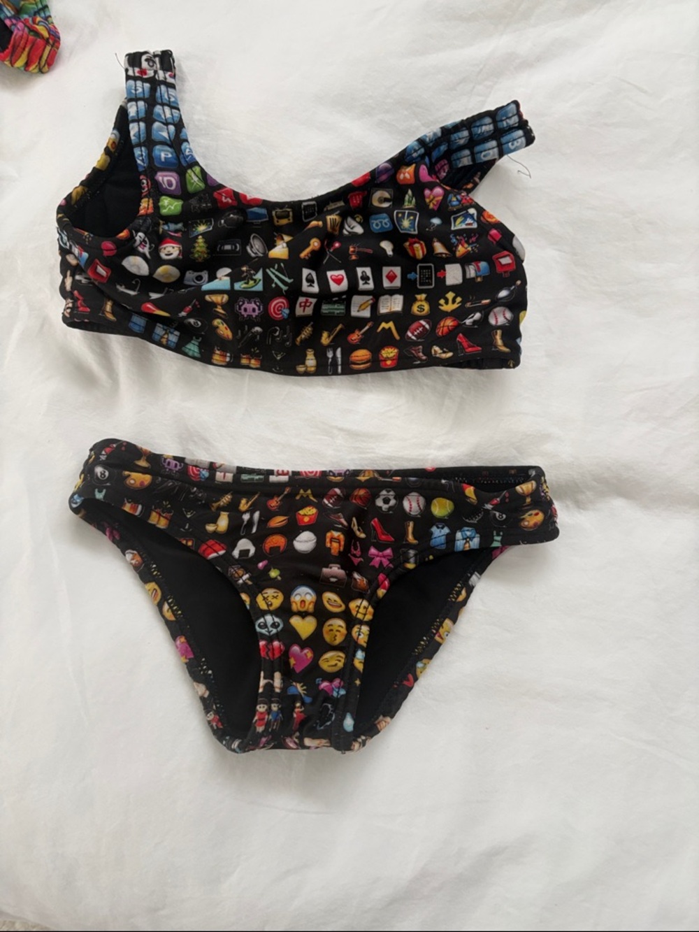 Terez Black Emoji Print Girls Two-Piece Bikini